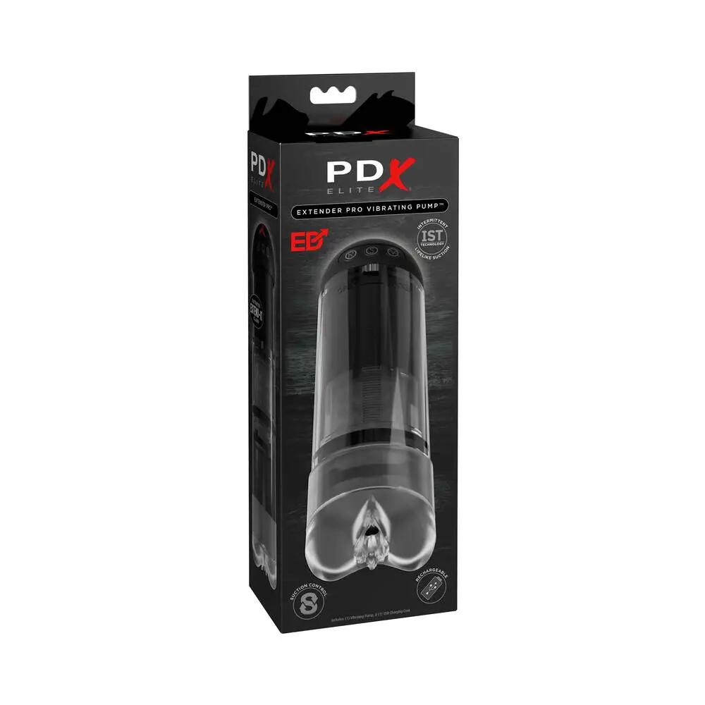 PDX Elite Extender Pro Rechargeable Vibrating Penis Pump Clear/Black by PDX Brands
