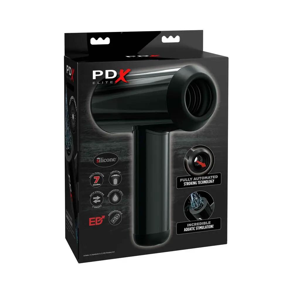 PDX Elite Hydrobator Rechargeable Silicone Vibrating Aquatic Stimulation Stroker Black by PDX Brands