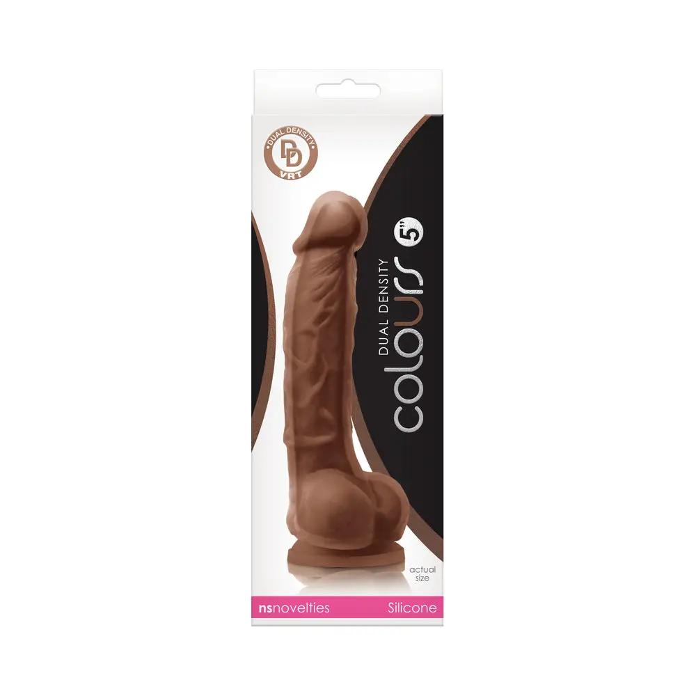 Colours Dual Density 5 in. Dildo Brown by NS Novelties