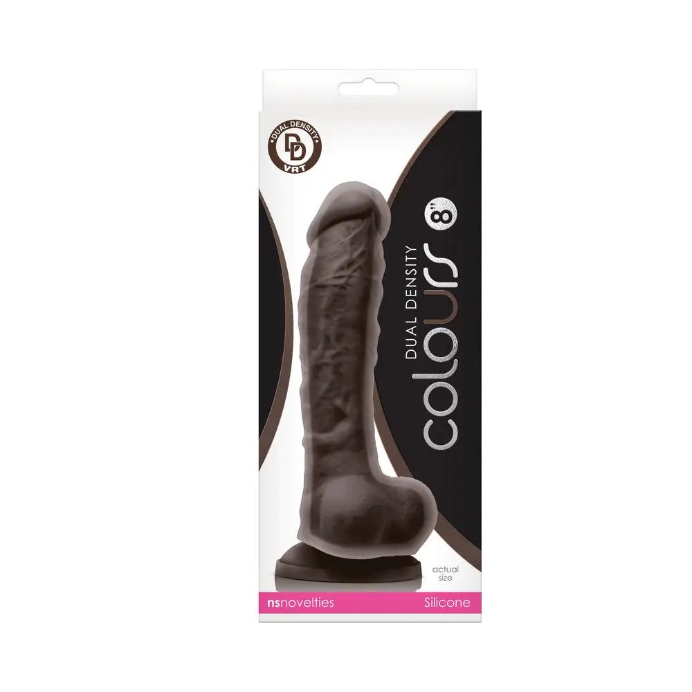 Colours Dual Density 8 in. Dildo Dark Brown by NS Novelties