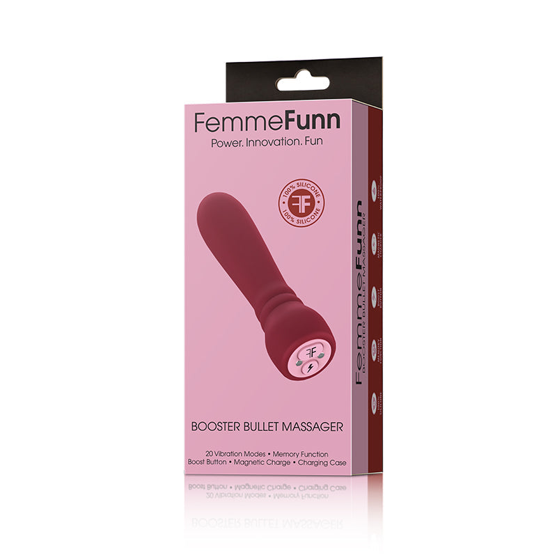 FemmeFunn Booster Bullet Massager Rechargeable Silicone Vibrator Maroon by FemmeFunn