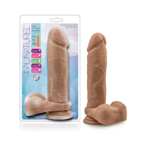 Au Naturel 9.5 in. Posable Dual Density Dildo with Balls Tan by Blush
