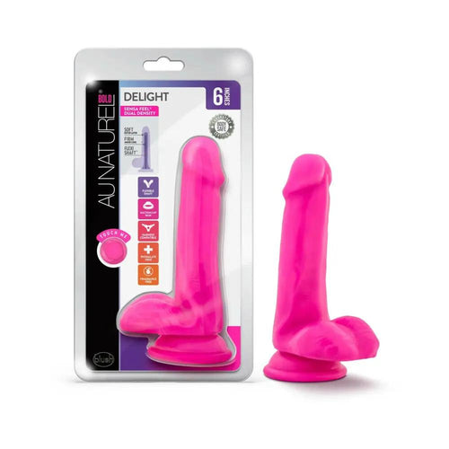 Au Naturel Bold Delight 6 in. Posable Dual Density Dildo with Balls Pink by Blush