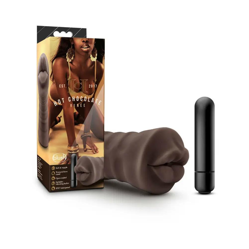 Hot Chocolate Renee Oral Stroker with Bullet Vibrator Brown by Blush
