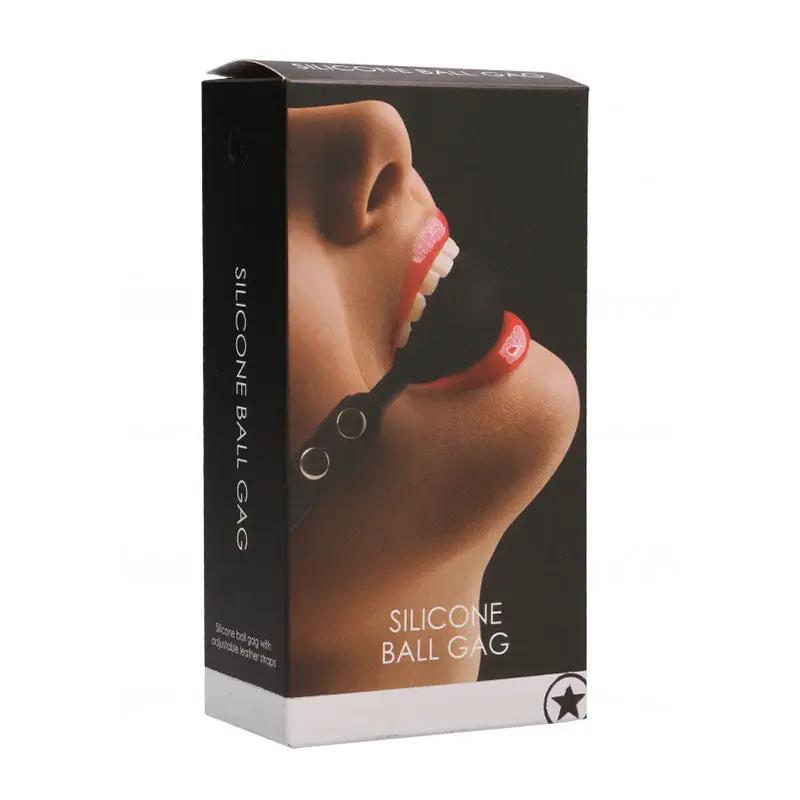 Ouch! Adjustable Silicone Ball Gag Black by Shots
