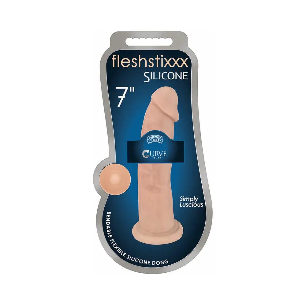 Curve Toys FLESHSTIXXX 7 in. Posable Silicone Dildo with Suction Cup Beige by Curve Novelties