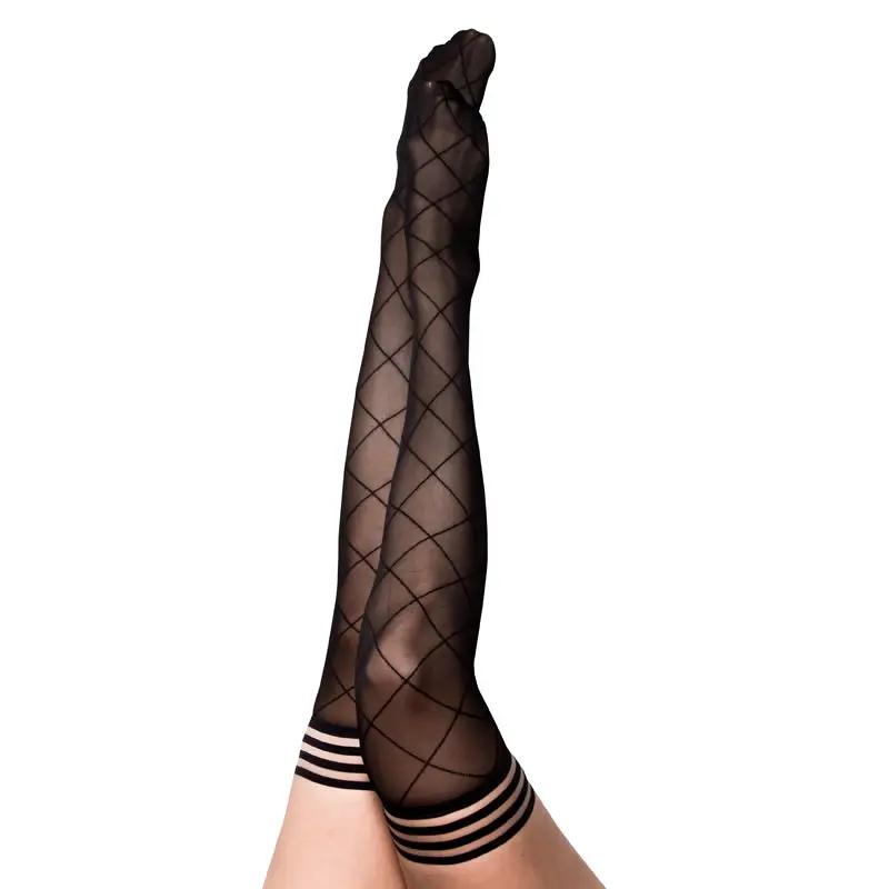 Kixies Anna Large Diamond Thigh-High Black Size A by Kixies