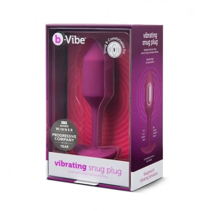 b-Vibe Vibrating Snug Plug 2 Rechargeable Weighted Silicone Anal Plug Rose by b-Vibe