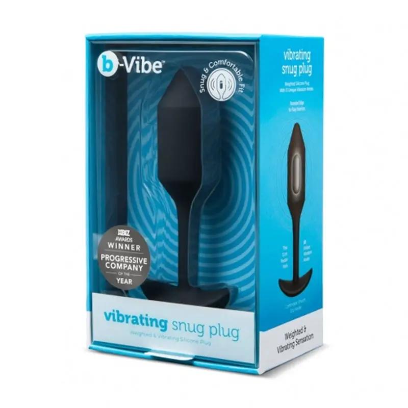 b-Vibe Vibrating Snug Plug 2 Rechargeable Weighted Silicone Anal Plug Black by b-Vibe