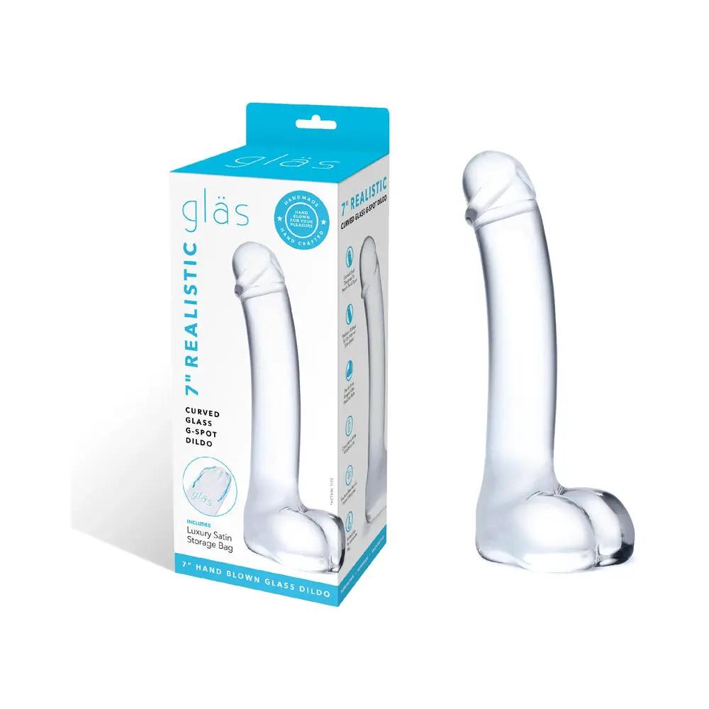 Glas 7 in. Realistic Curved Glass G-Spot Dildo by Electric Eel