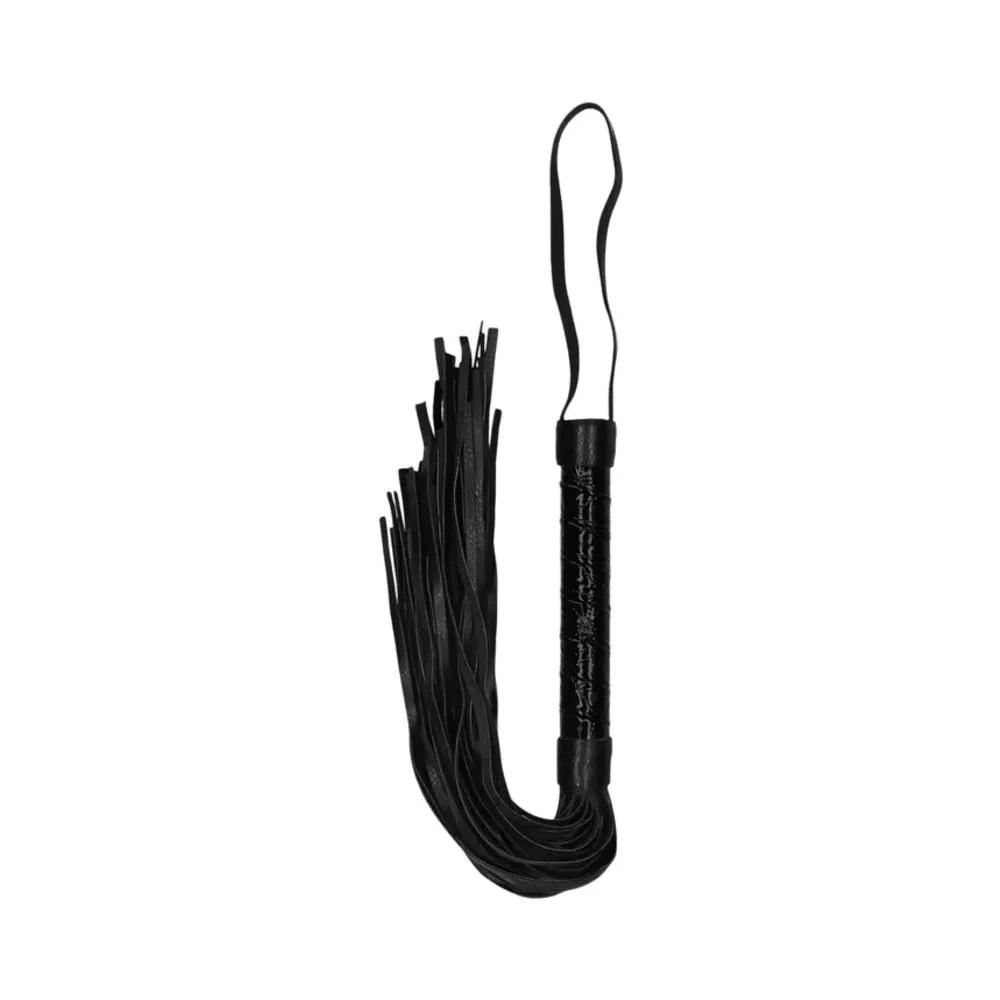 Ouch! Luxury Diamond-Patterned Whip Flogger Black by Shots