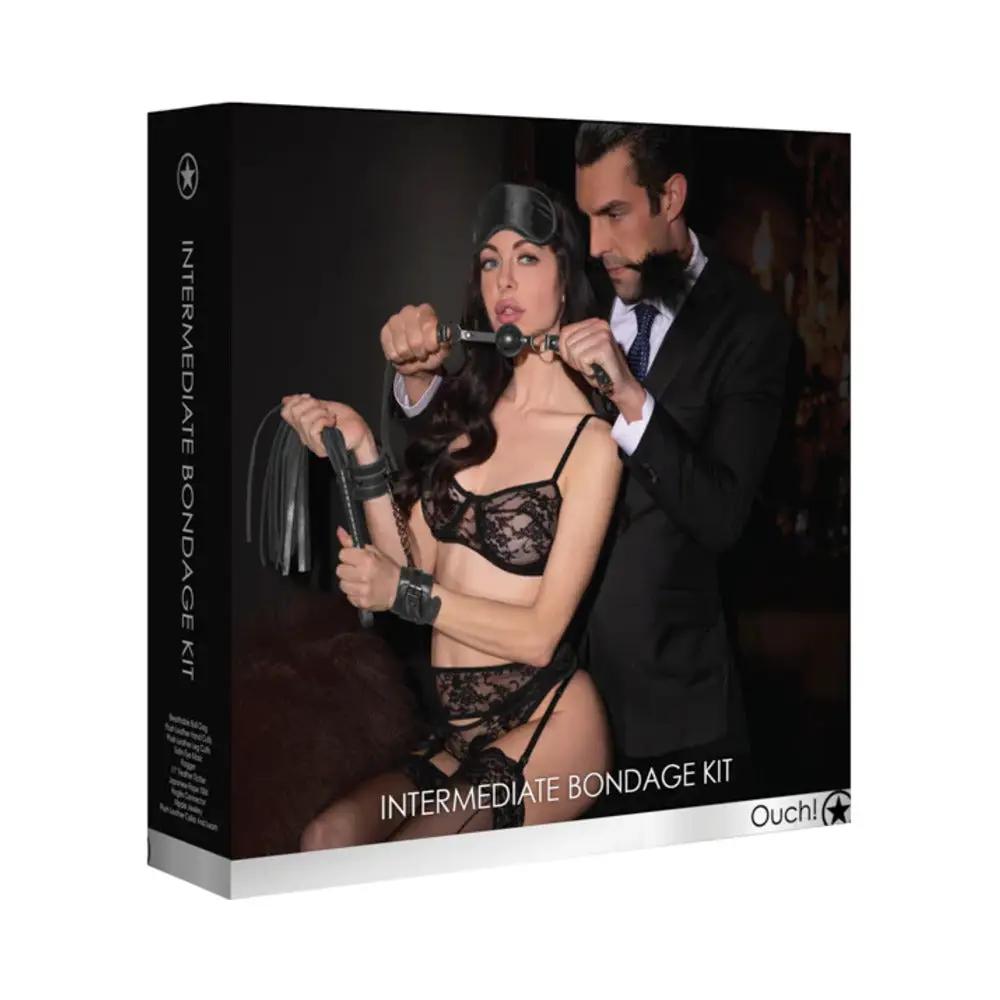 Ouch! 11-Piece Intermediate Bondage Kit Black by Shots