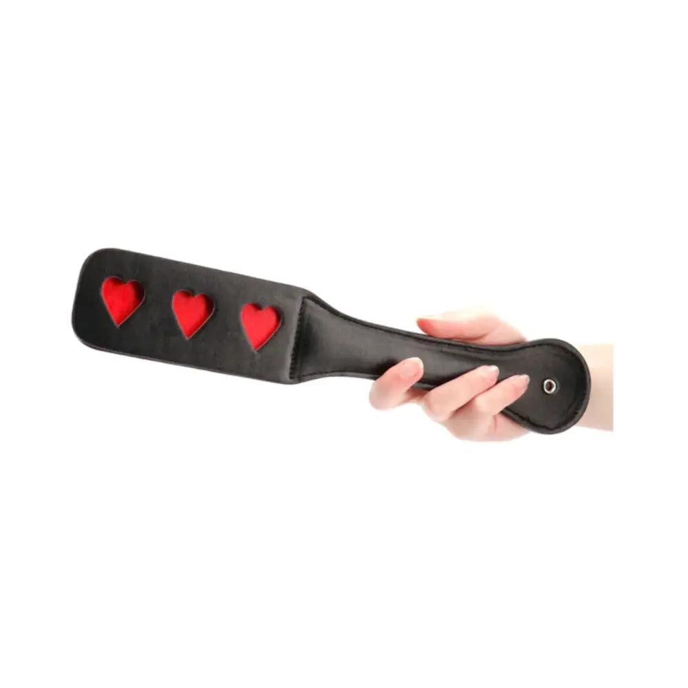 Ouch! Heart Pattern Paddle Black by Shots