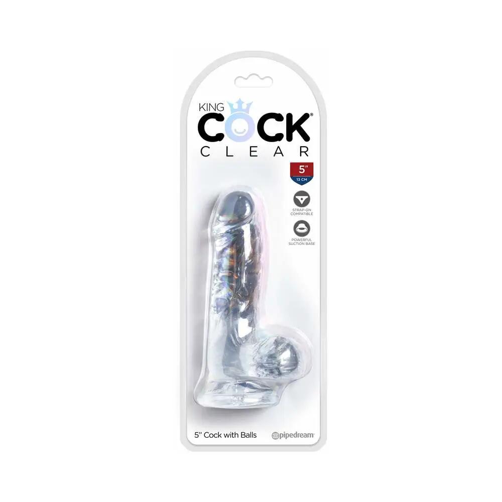 King Cock Clear 5 in. Cock With Balls Realistic Suction Cup Dildo by Pipedream