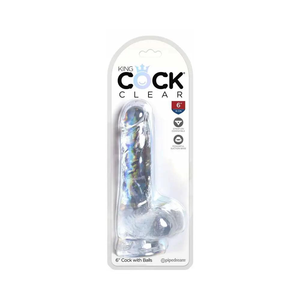 King Cock Clear 6 in. Cock With Balls Realistic Suction Cup Dildo by Pipedream