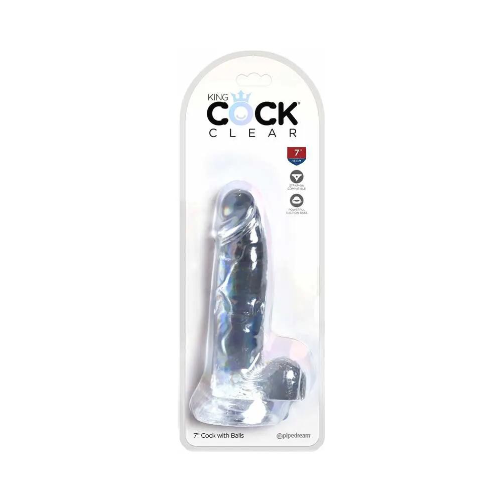King Cock Clear 7 in. Cock With Balls Realistic Suction Cup Dildo by Pipedream