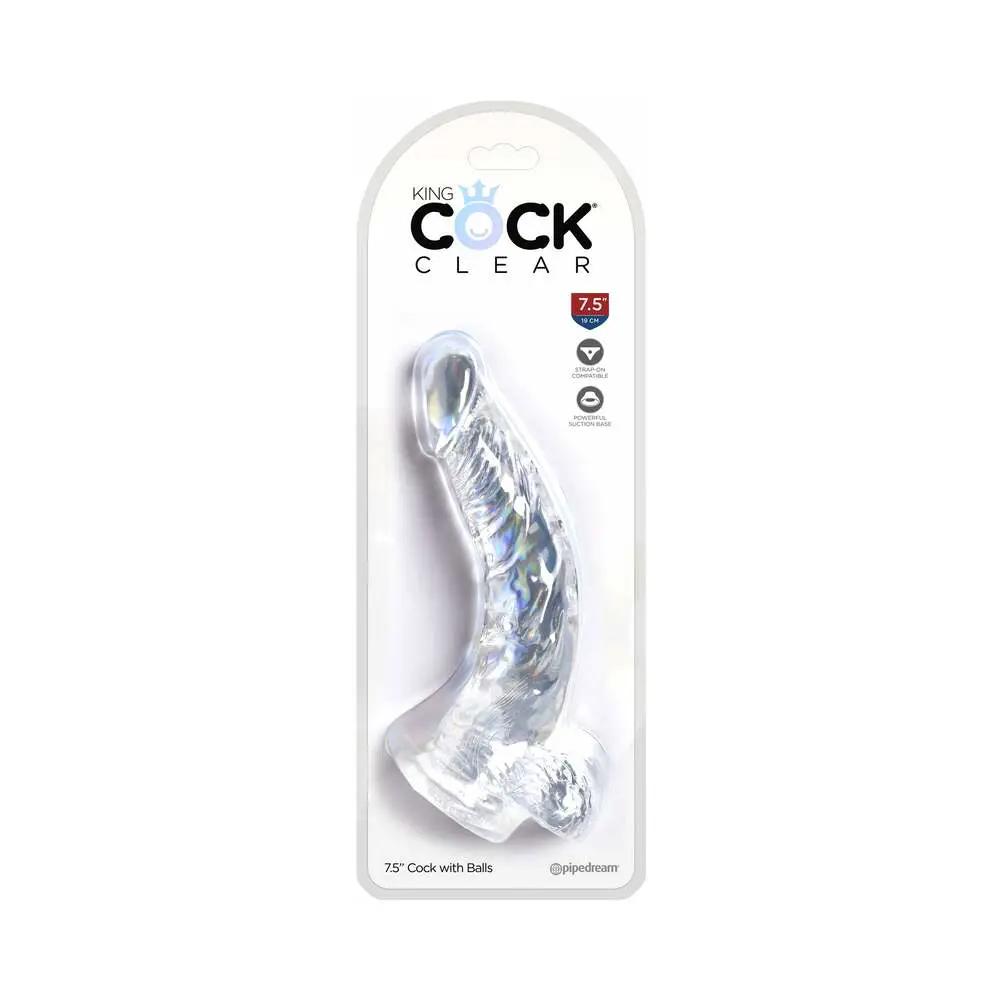 King Cock Clear 7.5 in. Cock With Balls Realistic Suction Cup Dildo by Pipedream