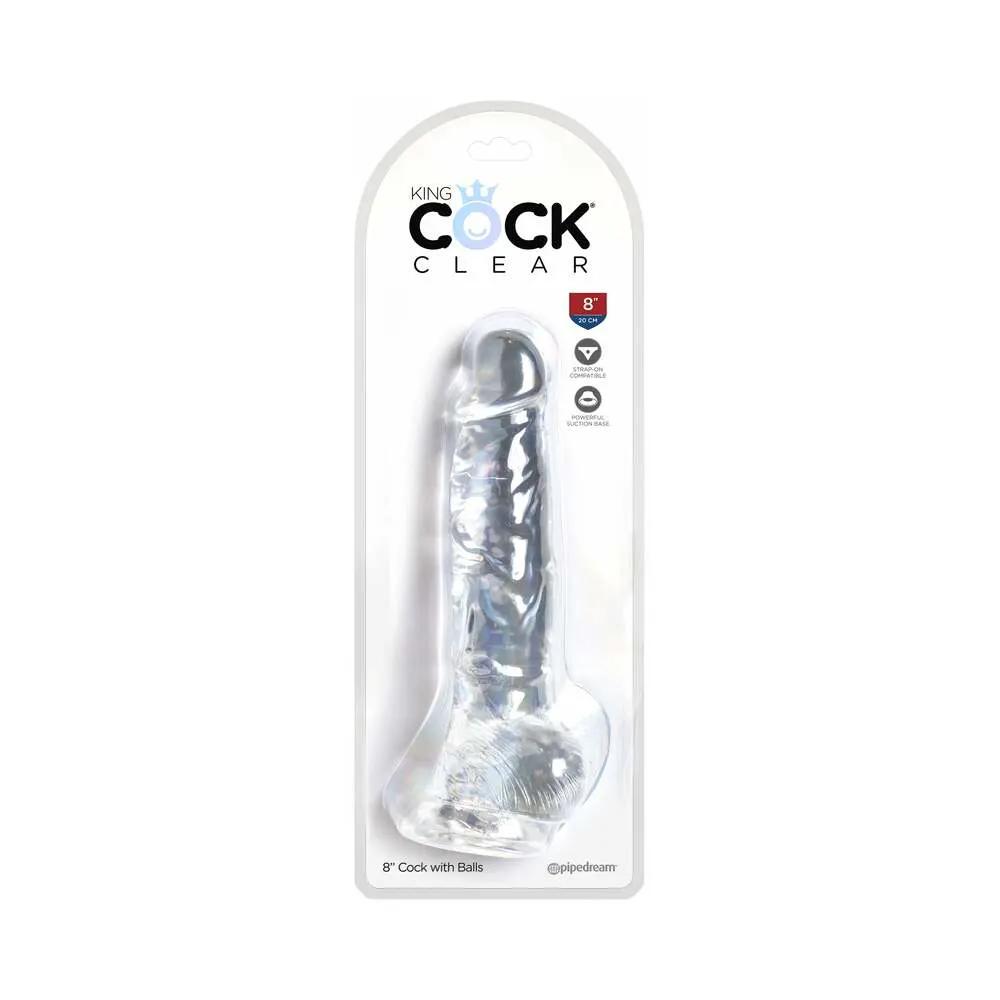King Cock Clear 8 in. Cock With Balls Realistic Suction Cup Dildo by Pipedream