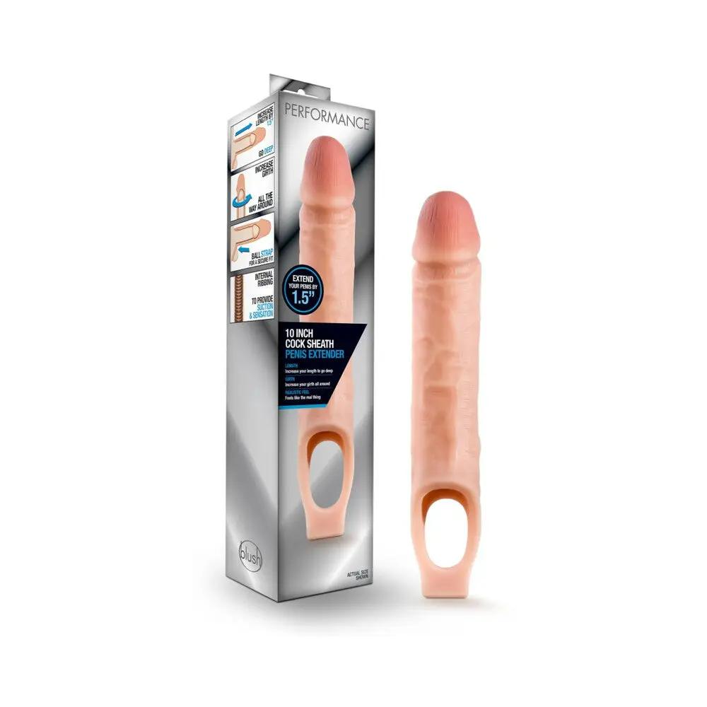 Performance 10 in. Cock Sheath Penis Extender Sling Beige by Blush