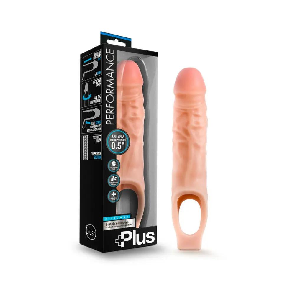 Performance Plus 9 in. Silicone Cock Sheath Penis Extender Sling Beige by Blush