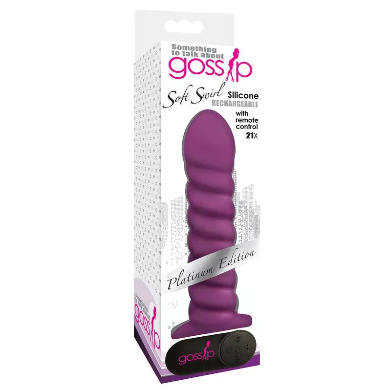 Gossip Soft Swirl Rechargeable Remote-Controlled Textured 7.5 in. Silicone Vibrating Dildo Violet by Curve Novelties