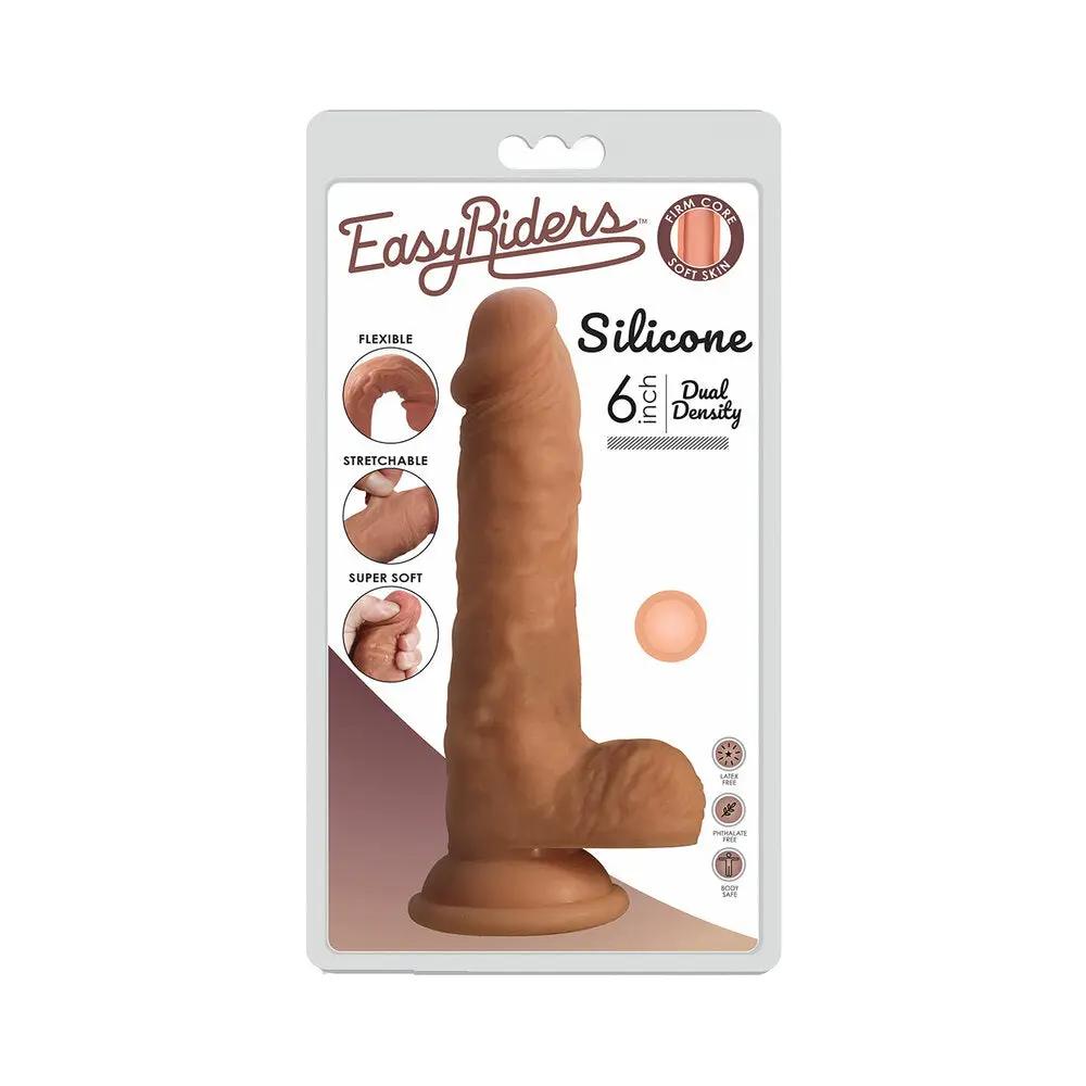Curve Toys Easy Riders 6 in. Dual Density Silicone Dildo with Balls & Suction Cup Light by Curve Novelties