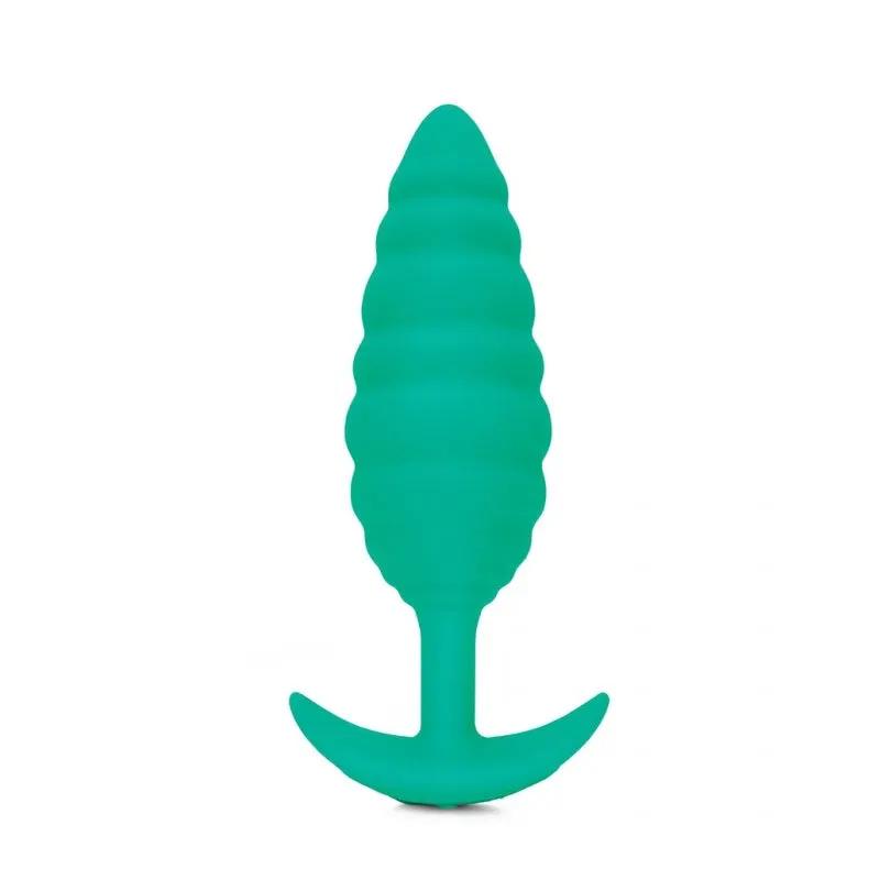 b-Vibe Twist Rechargeable Vibrating Silicone Textured Anal Plug Green by b-Vibe