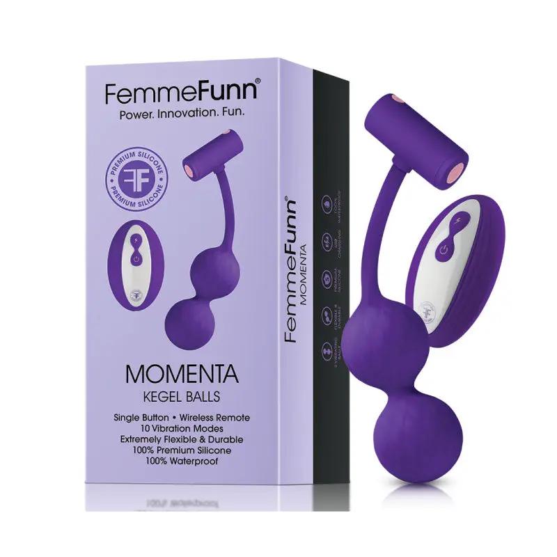 FemmeFunn Momenta Rechargeable Remote-Controlled Silicone Kegel Balls Purple by FemmeFunn