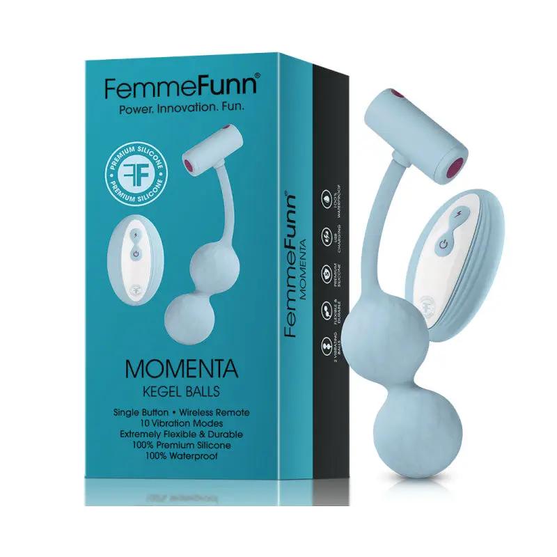 FemmeFunn Momenta Rechargeable Remote-Controlled Silicone Kegel Balls Light Blue by FemmeFunn