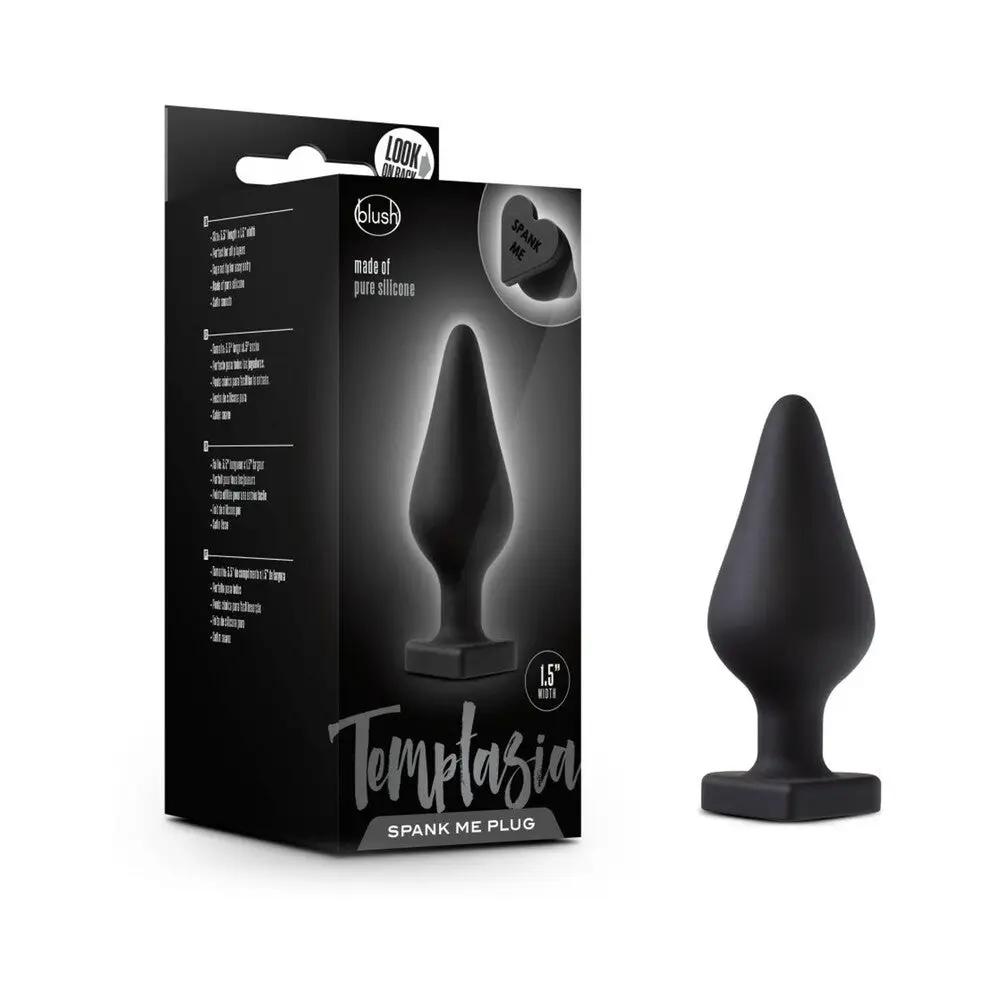 Temptasia 'Spank Me' Silicone Anal Plug with Heart-Shaped Base Black by Blush