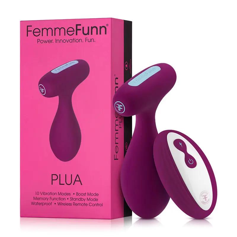 FemmeFunn Plua Rechargeable Remote-Controlled Silicone Vibrating Anal Plug Dark Fuchsia by FemmeFunn