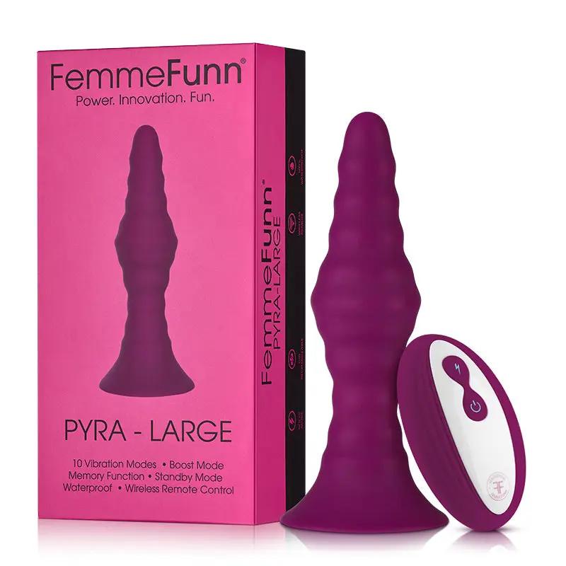 FemmeFunn Pyra Rechargeable Remote-Controlled Silicone Vibrating Anal Plug Large Dark Fuchsia by FemmeFunn