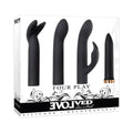 Evolved Four Play Rechargeable Silicone Bullet Vibrator and 3-Piece Sleeve Set Black by Evolved