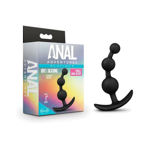 Anal Adventures Platinum Silicone Small Anal Beads Plug Black by Blush