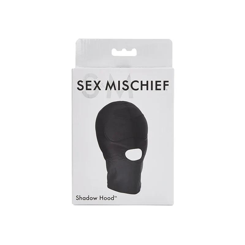Sportsheets Sex & Mischief Shadow Hood Full-Head Mask with Open Mouth Black by Sportsheets