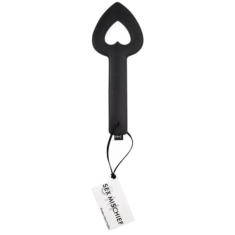 Sportsheets Sex & Mischief Shadow Heart Paddle Open-Center Black by Sportsheets