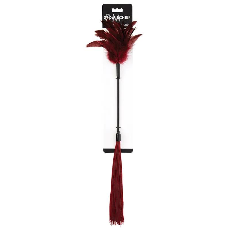 Sportsheets Sex & Mischief Shadow Feather Tickler Dual-Ended Flogger Burgundy by Sportsheets