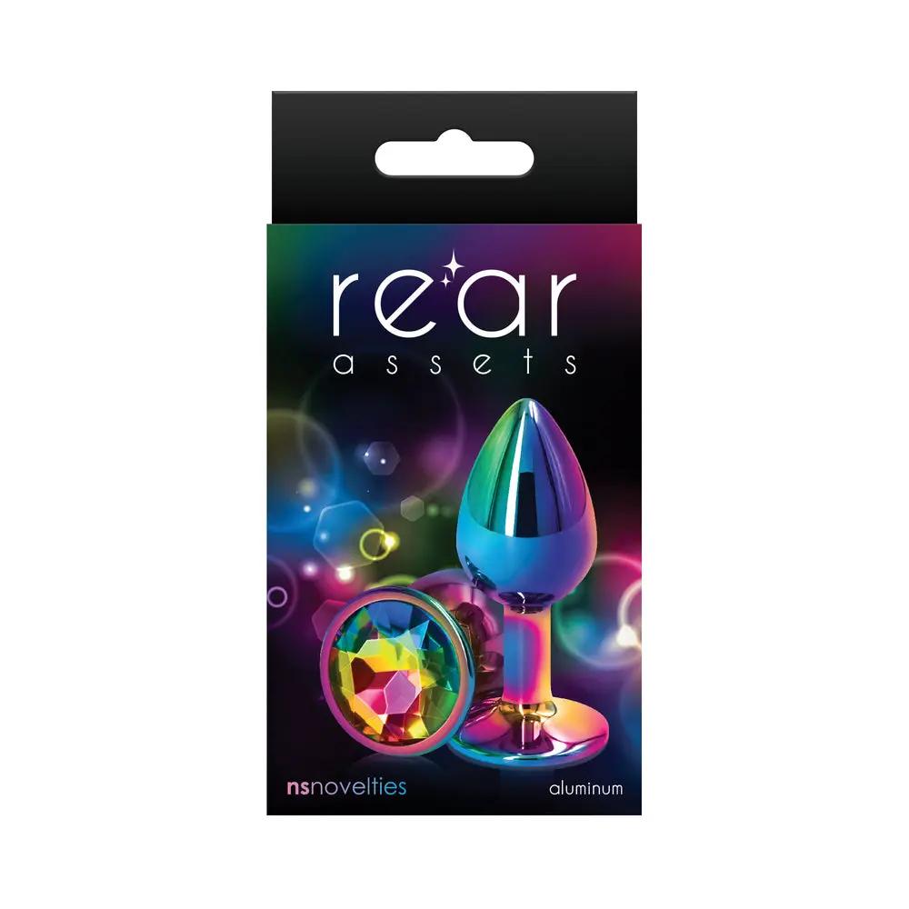Rear Assets Metal Anal Plug Small Multicolor/Rainbow by NS Novelties