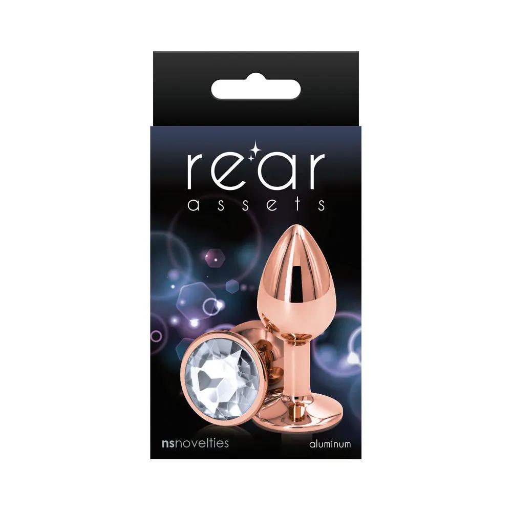 Rear Assets Rose Gold Anal Plug Small Clear by NS Novelties