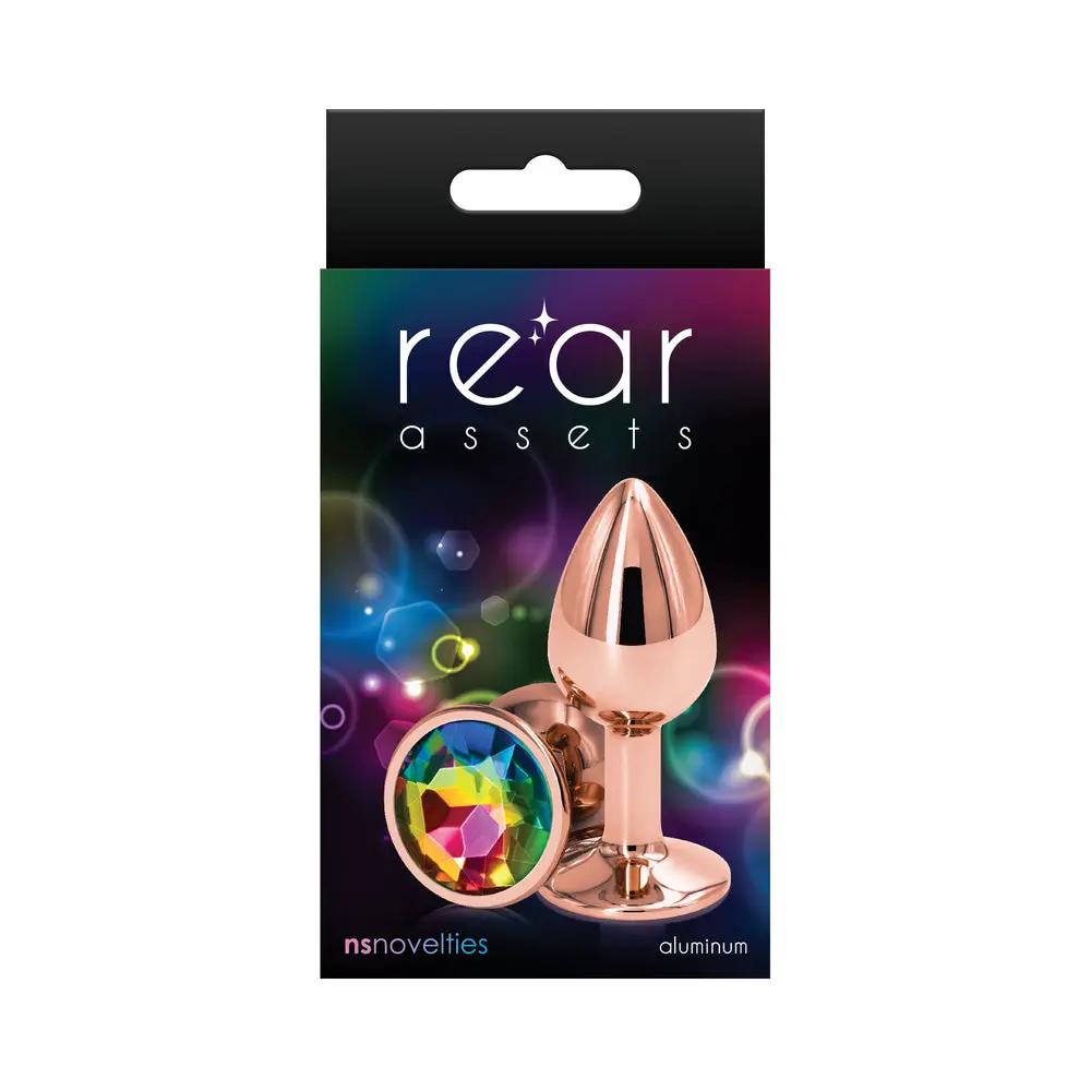 Rear Assets Rose Gold Anal Plug Small Rainbow by NS Novelties
