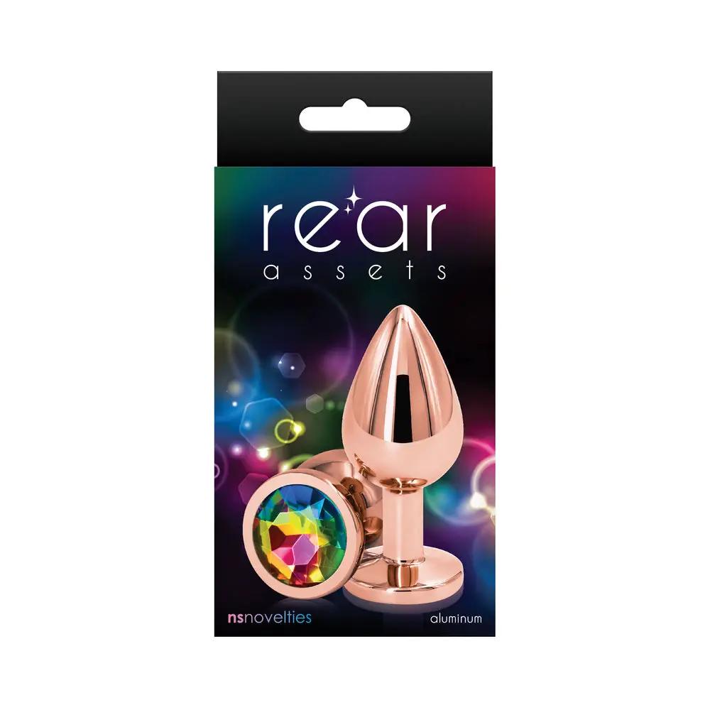 Rear Assets Rose Gold Anal Plug Medium Rainbow by NS Novelties