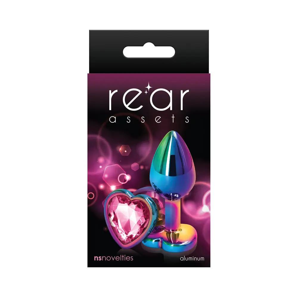 Rear Assets Metal Heart Plug Small Multicolor/Pink by NS Novelties