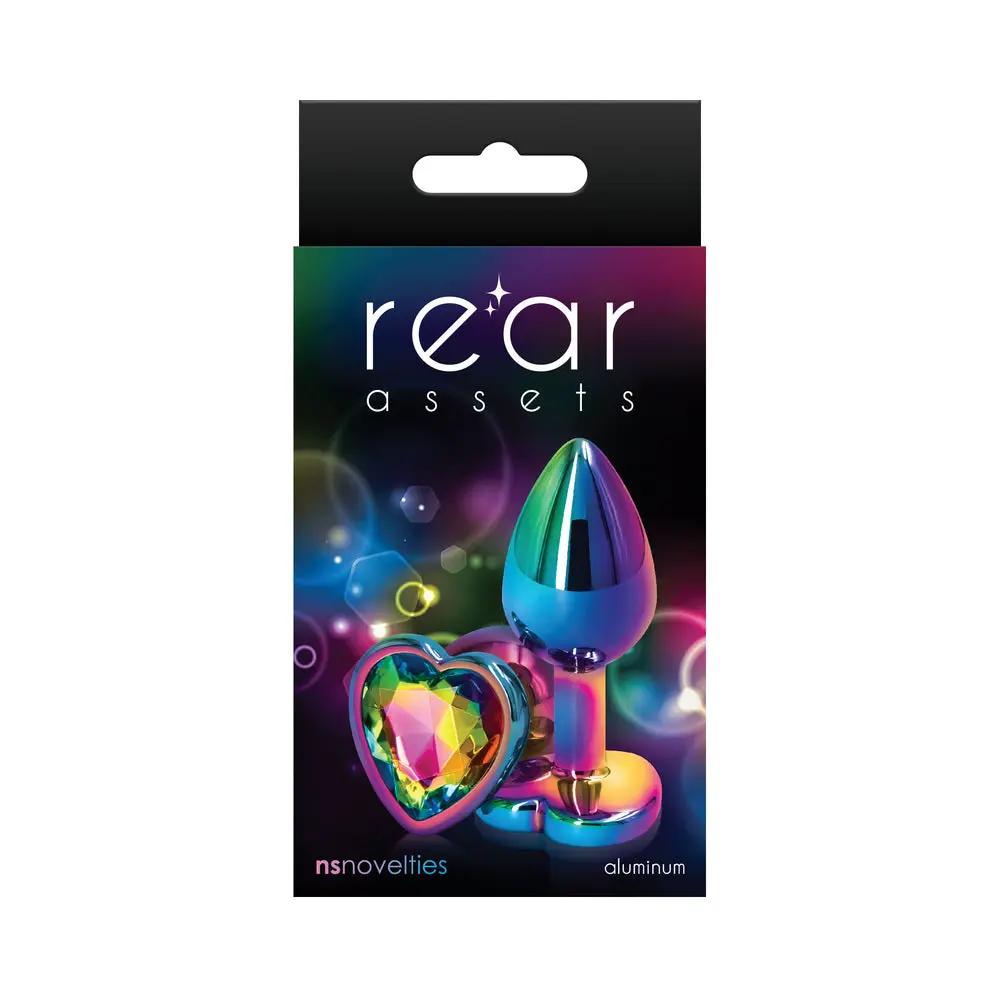 Rear Assets Metal Heart Plug Small Multicolor/Rainbow by NS Novelties