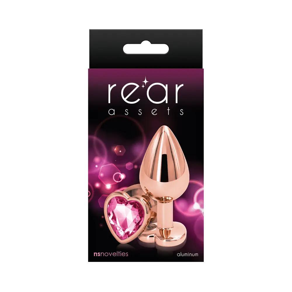 Rear Assets Rose Gold Heart Plug Medium Pink by NS Novelties