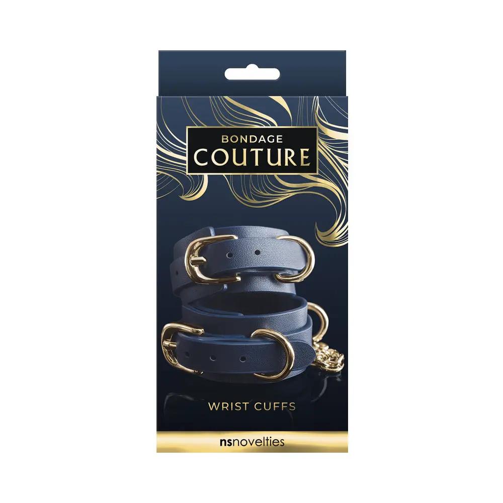 Bondage Couture Wrist Cuffs Blue by NS Novelties
