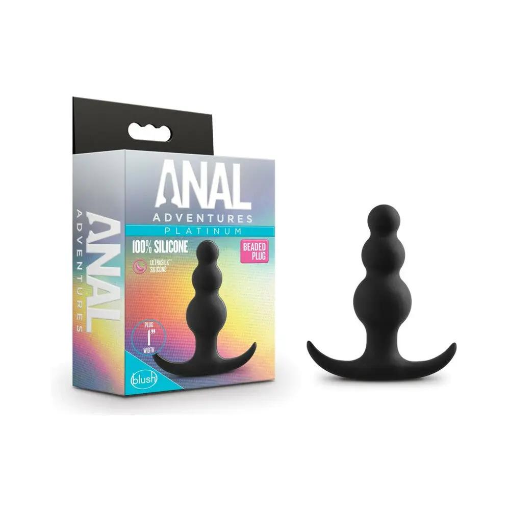 Anal Adventures Platinum Silicone Beaded Plug Black by Blush