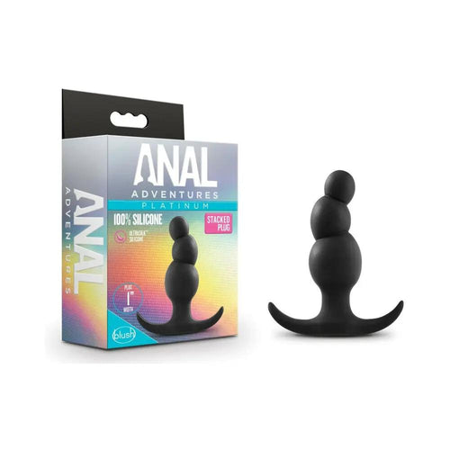 Anal Adventures Platinum Silicone Stacked Plug Black by Blush
