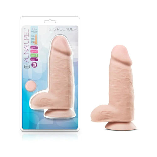 Au Naturel 2.75 Pounder 10 in. Posable Dual Density Dildo with Balls Beige by Blush