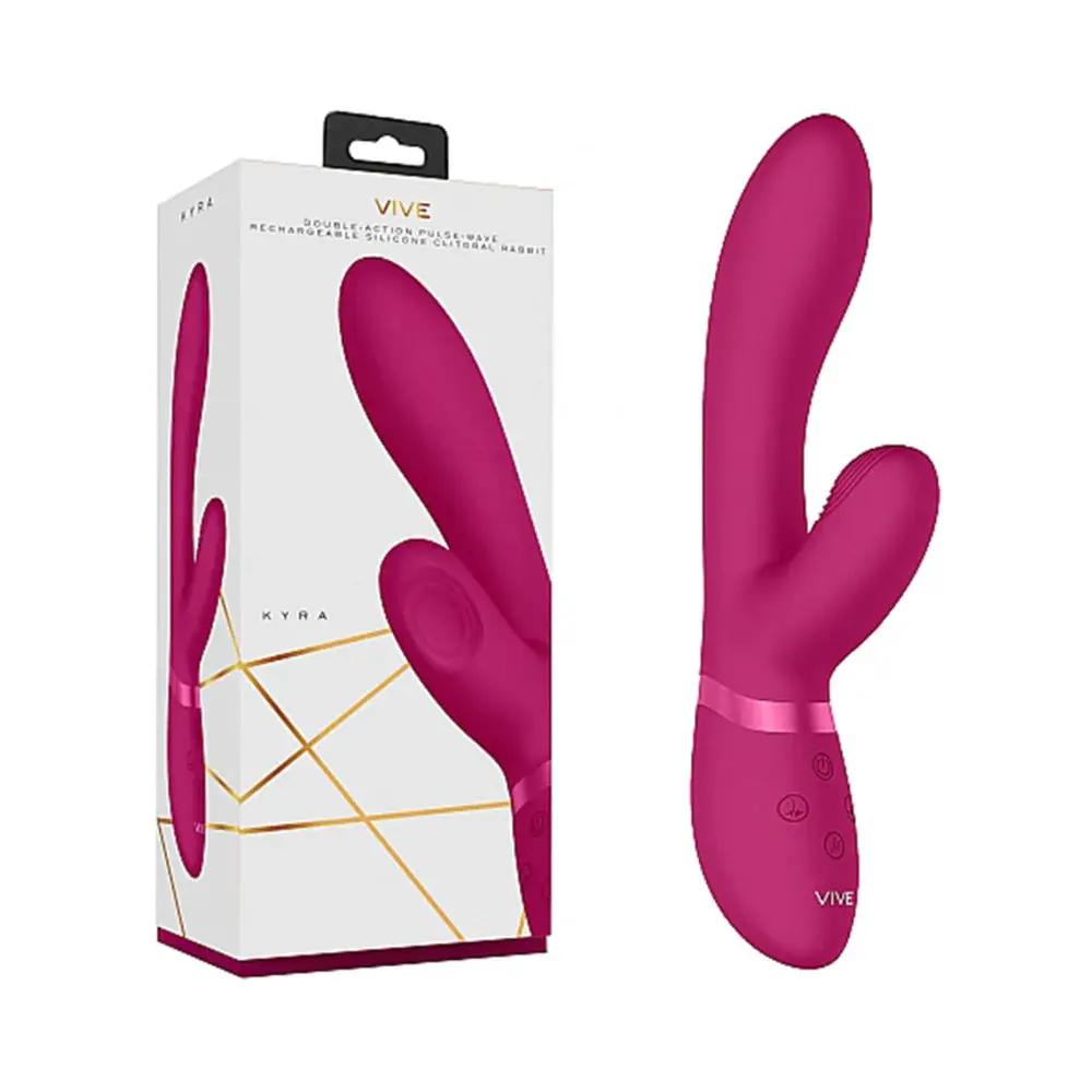 VIVE KYRA Rechargeable Pulse-Wave Silicone Rabbit Vibrator Pink by Shots
