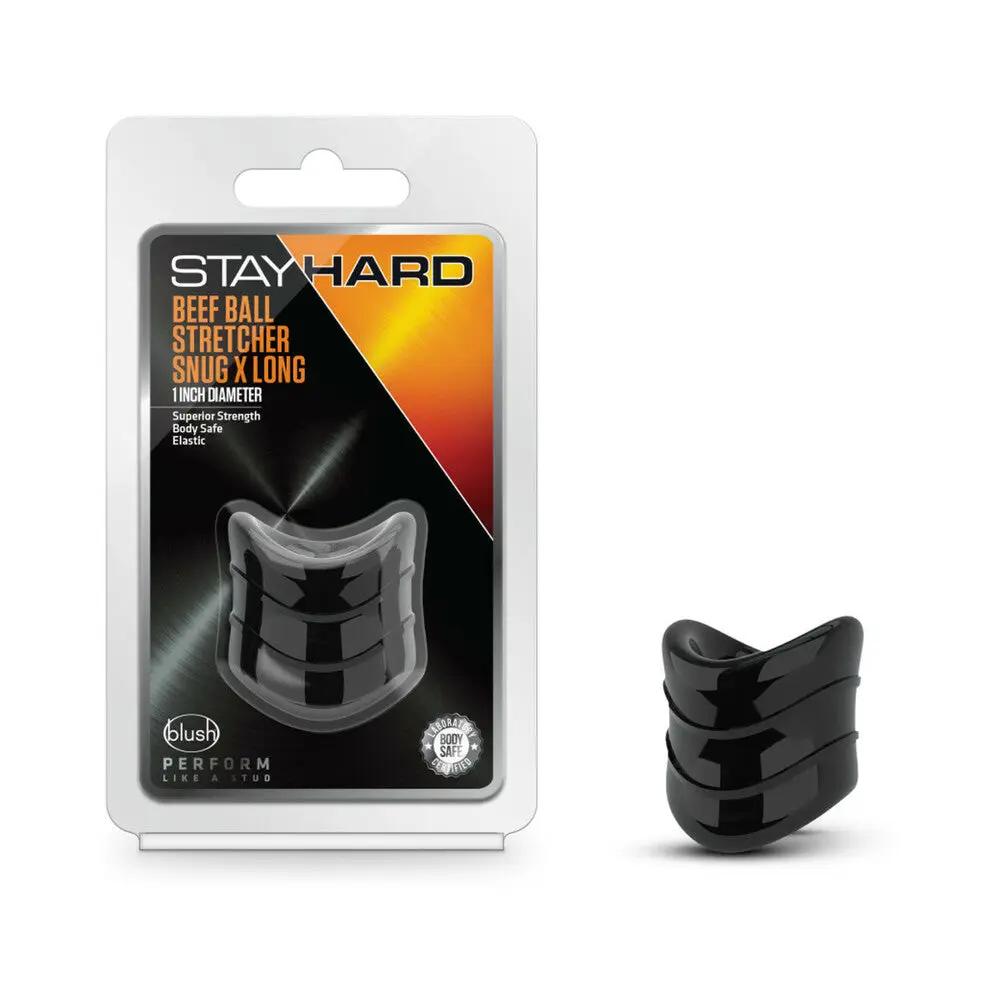 Stay Hard Beef Ball Stretcher Snug X Long 1 in. Black by Blush
